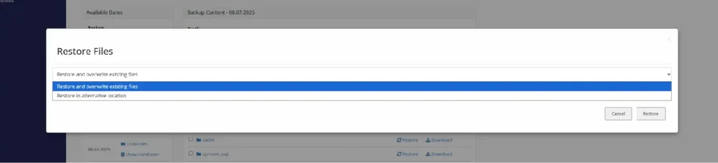 How to Restore Daily Backups in cPanel, Restore Files to Their Original Location