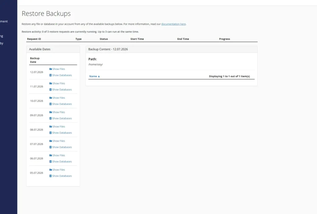 How to Restore Daily Backups in cPanel, Opening the Restore Backups Tool 2
