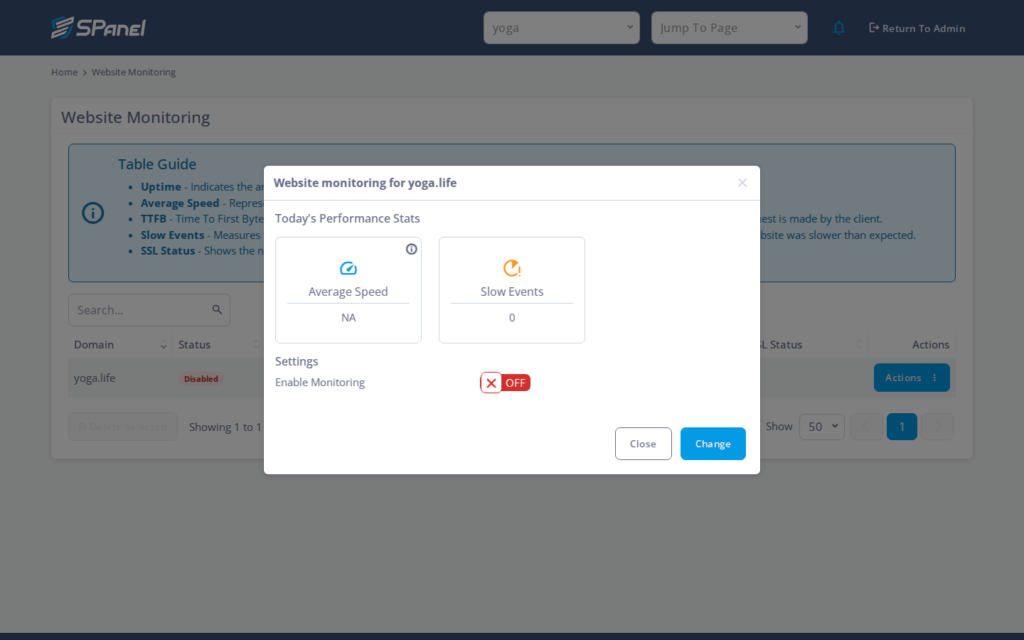 How to Set Up Website Monitoring in SPanel, Step-by-step 2
