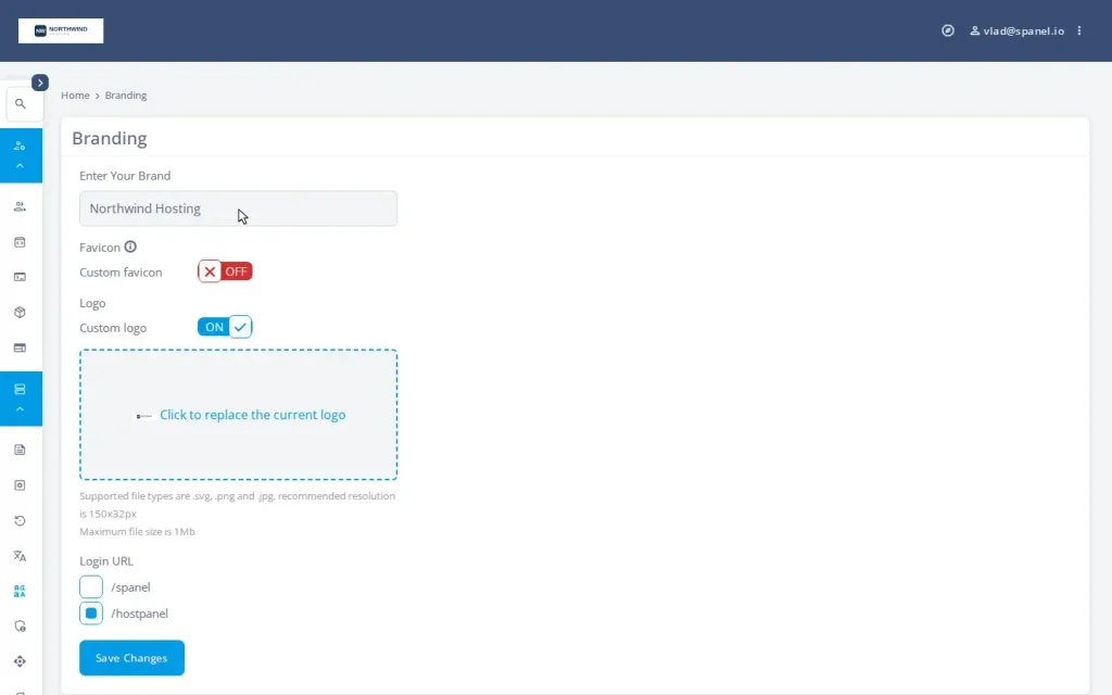 How to Set Up Branded Nameservers and a Branded Hostname on Your SPanel Server, Demo flow: setting a branded hostname and branded nameservers