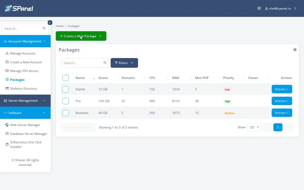 The 14 Dials of an SPanel Package: What Each Limit Does and When to Use It, Demo flow: reading the package form, dial by dial