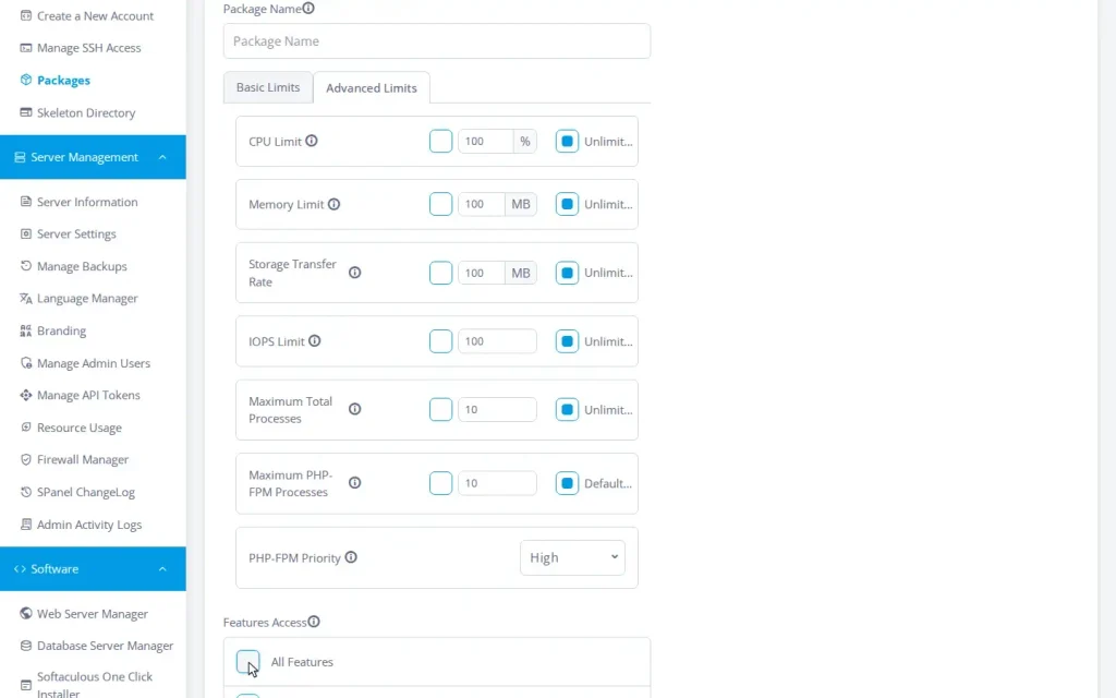 The 14 Dials of an SPanel Package: What Each Limit Does and When to Use It, Demo flow: reading the package form, dial by dial 4