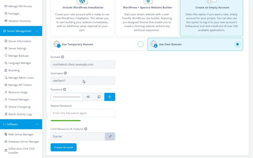 Start a Hosting Business This Weekend: Managed VPS + SPanel + Your Brand, Sunday afternoon: create your first client account