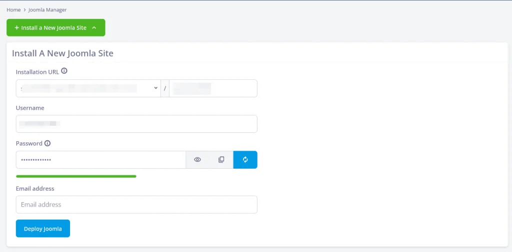 How to Install and Manage Joomla With SPanel’s Joomla Manager, Run the installation